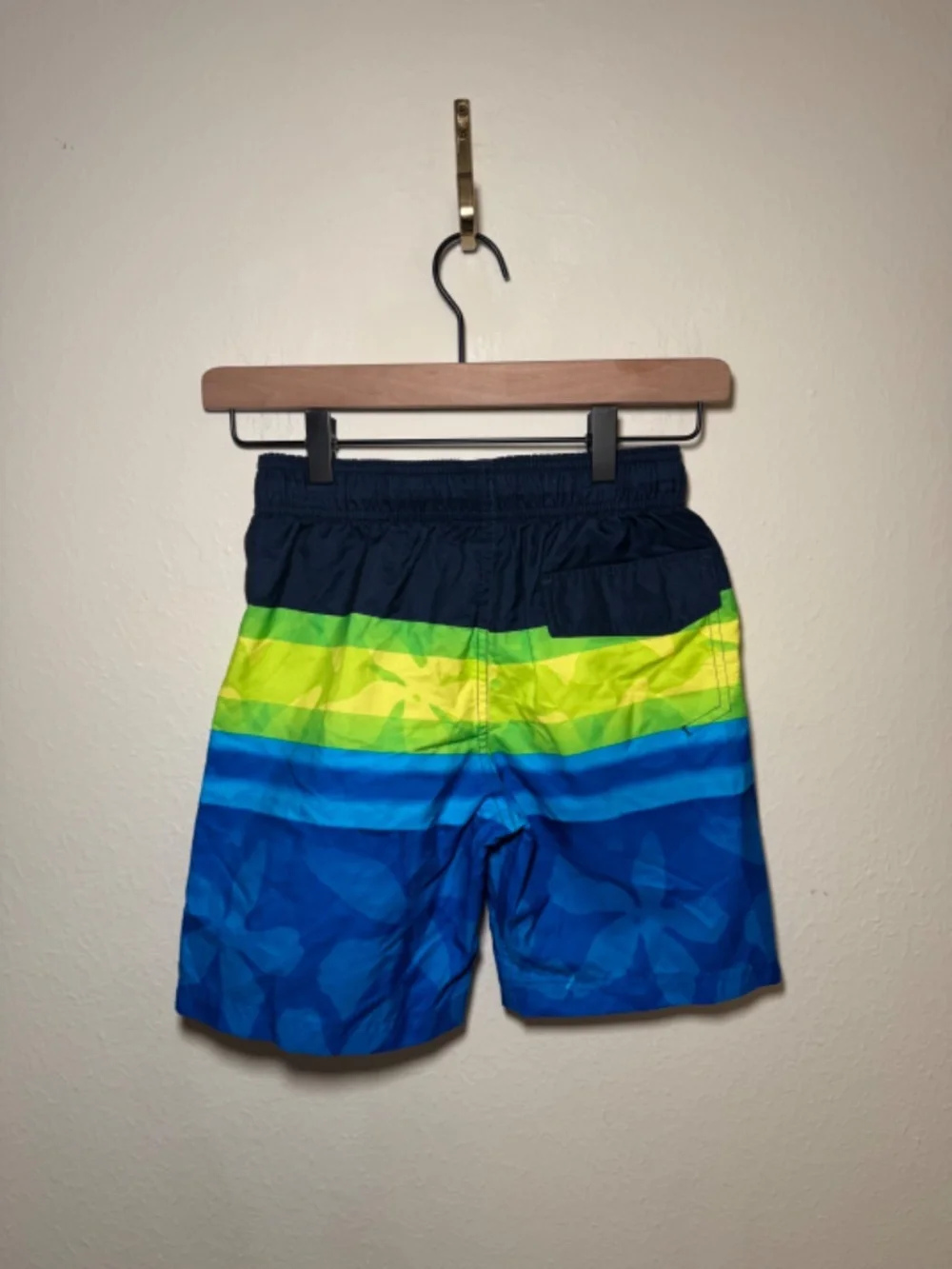 ZeroXposur Boys Swim Trunks Size 7 Blue Green Stripe Camo Board Shorts NWT
